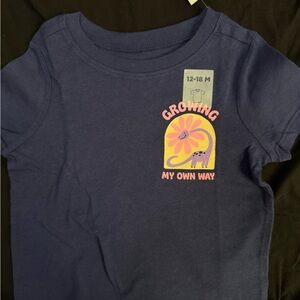 Old Navy Blue Tee with Elephant and Flower Design